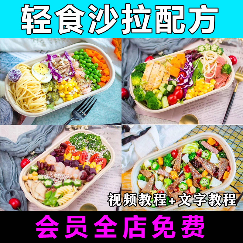 轻食沙拉技术配方减脂餐轻食餐教程视频教学商用摆摊小吃培训课程-向上进化